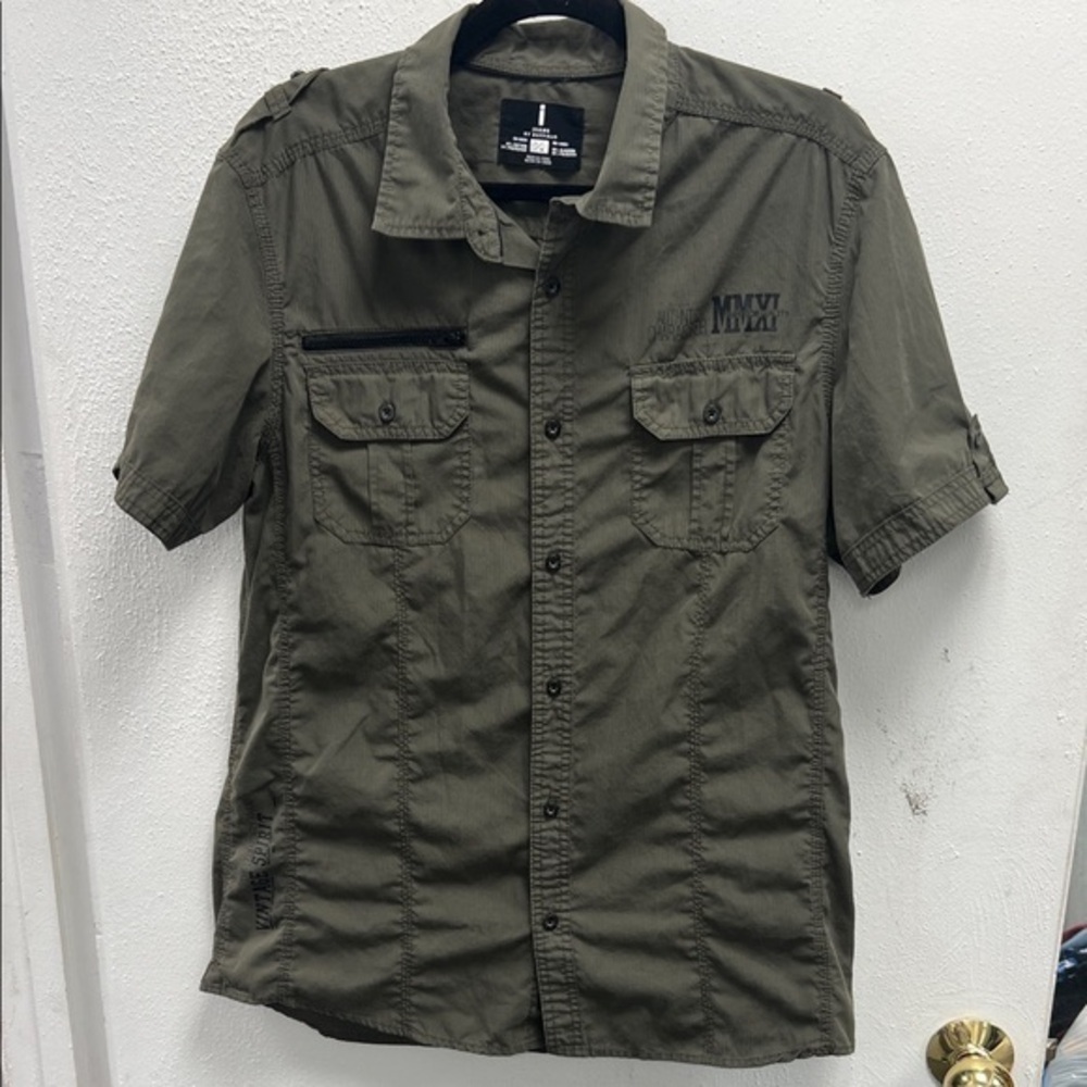 Buffalo David Bitton Olive Green Casual Shirt